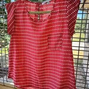 Collective Concepts Red and White Geometric Blouse